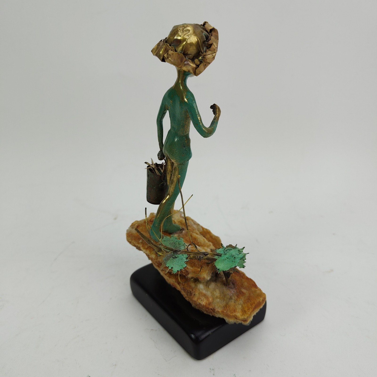 Malcolm Moran Bronze Sculpture Fishing Boy Figurine Signed MCM Art Vintage 1972