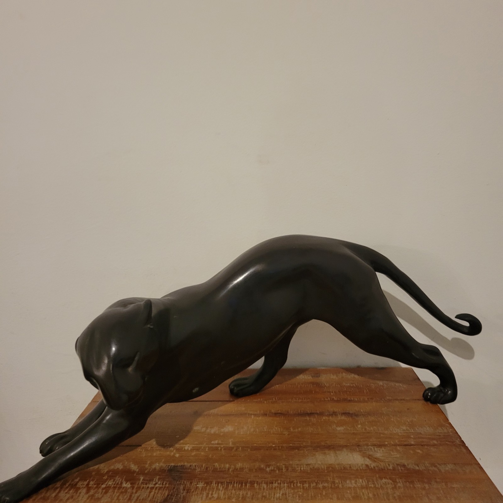Metal Black Pather Sculpture Art Deco