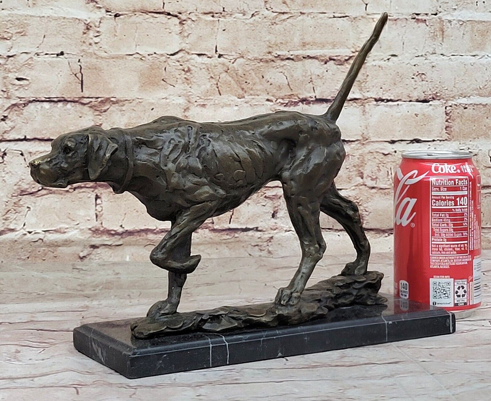 American Fox Hound Black Tan Virginia Dog Bookend Bronze Marble Base Art Figure