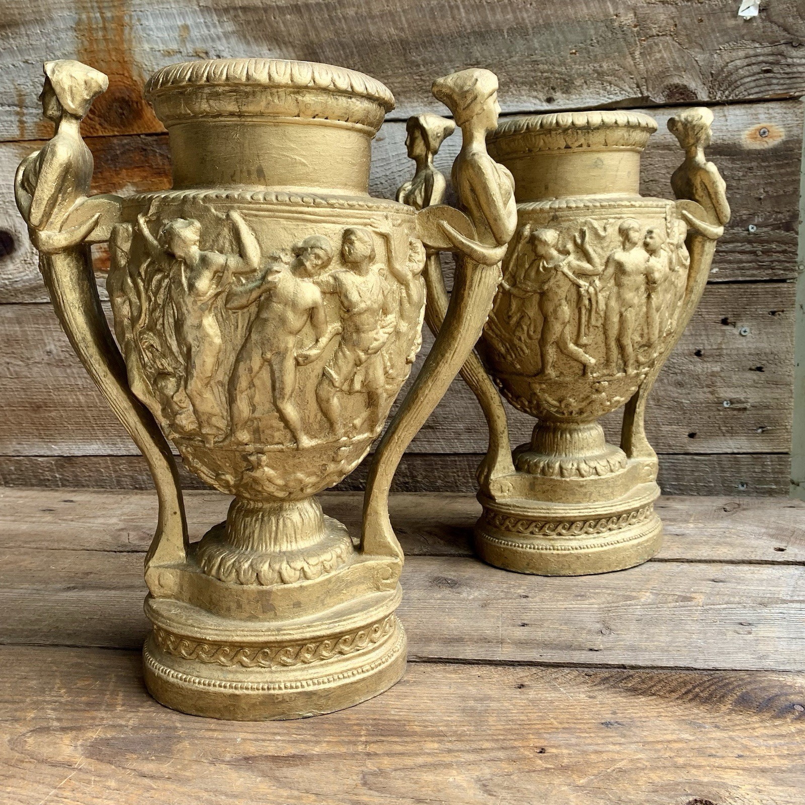 Ancient Roman Trophy Sculpture 2 Vases Alva Museum – TJ Max Repro 15.5”T Ceramic