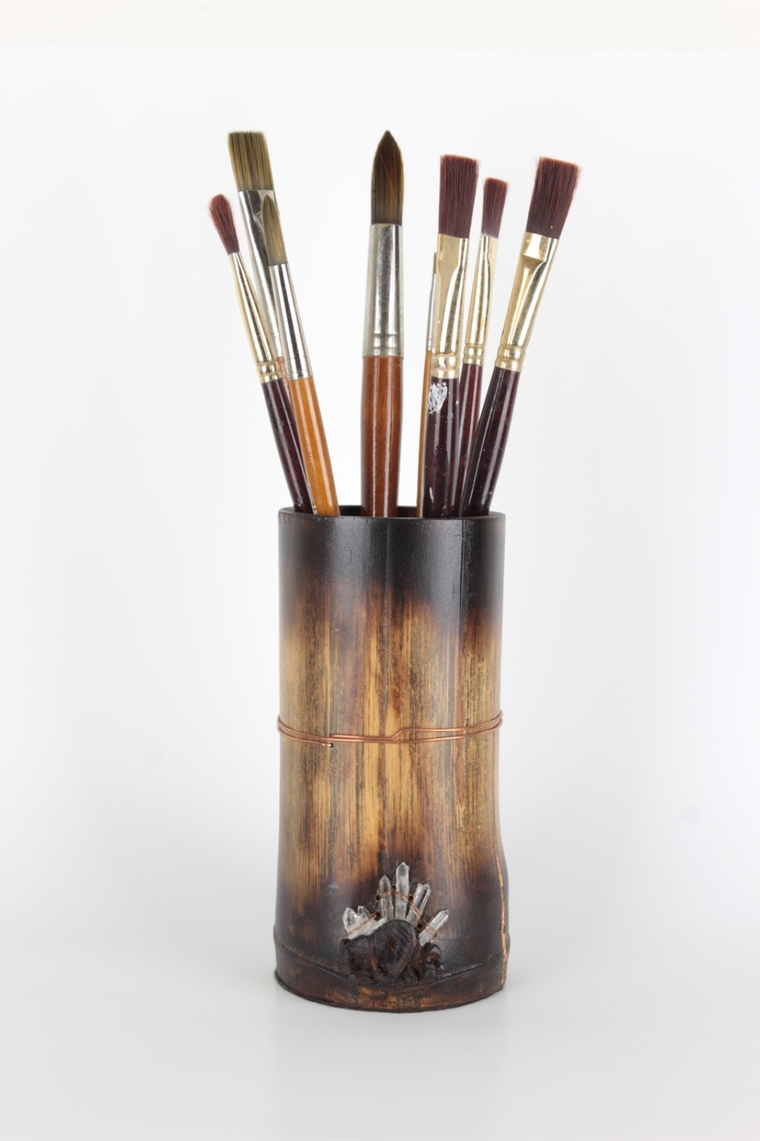 Handcrafted Quartz Crystals « From the Crystal Forest » Bamboo Sculptural Vessel
