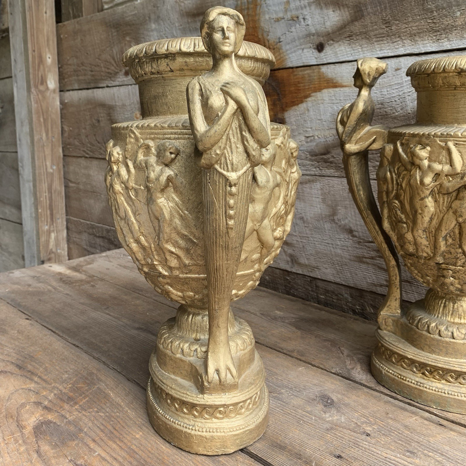 Ancient Roman Trophy Sculpture 2 Vases Alva Museum – TJ Max Repro 15.5”T Ceramic