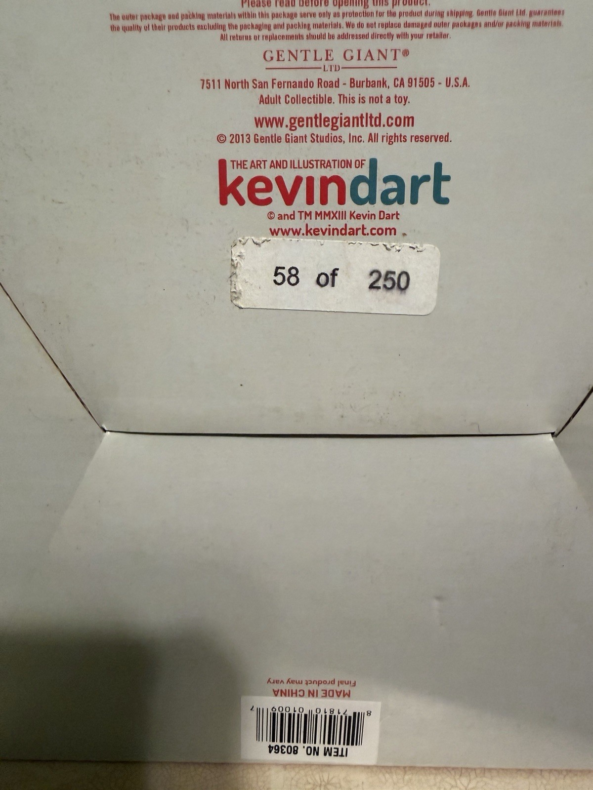 Gentle Giant YUKI 7 Limited Edition Sculpture #58 of 250 Kevin Dart 2013