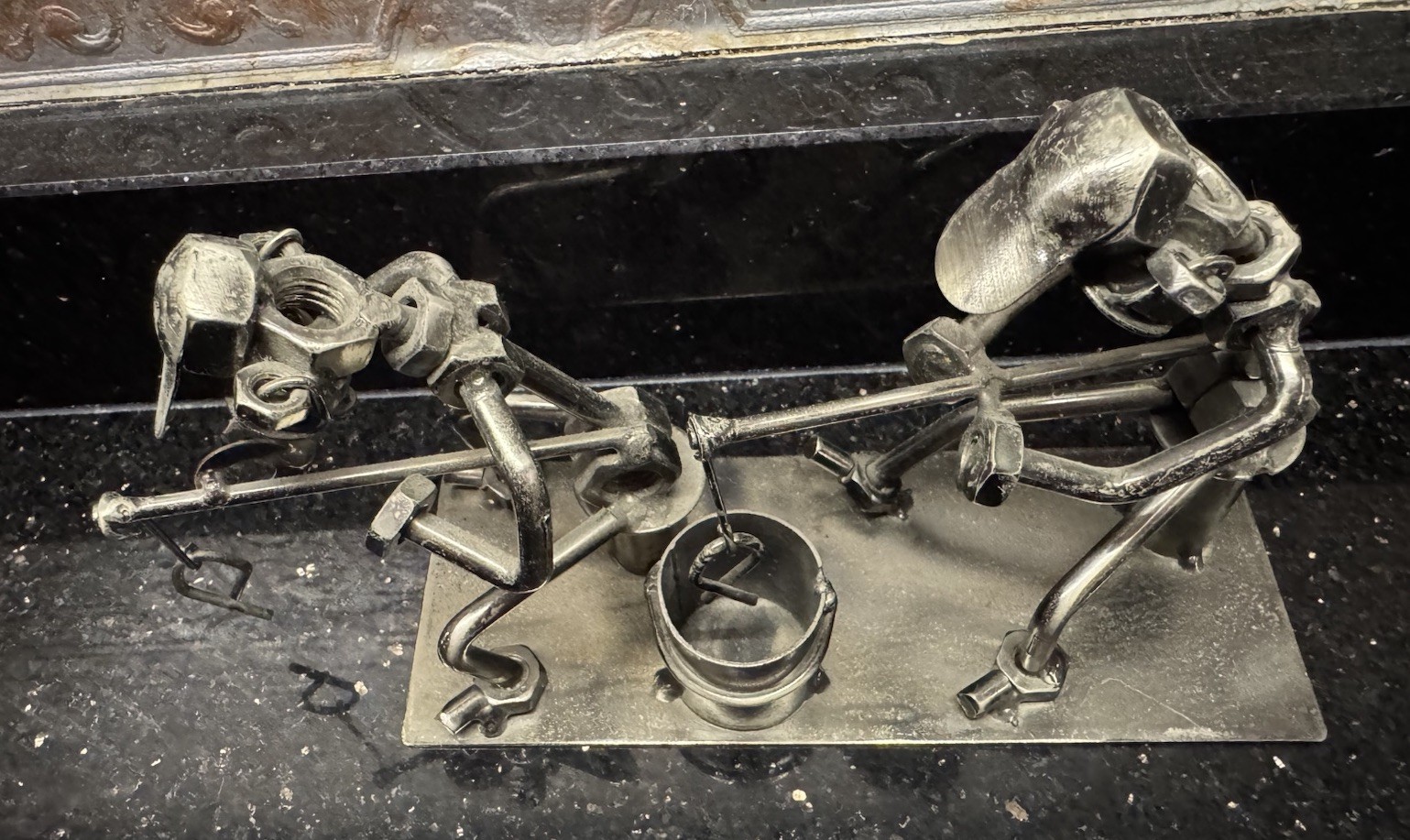 Metal Nuts And Bolts FISHING Art Sculpture Statue Welded