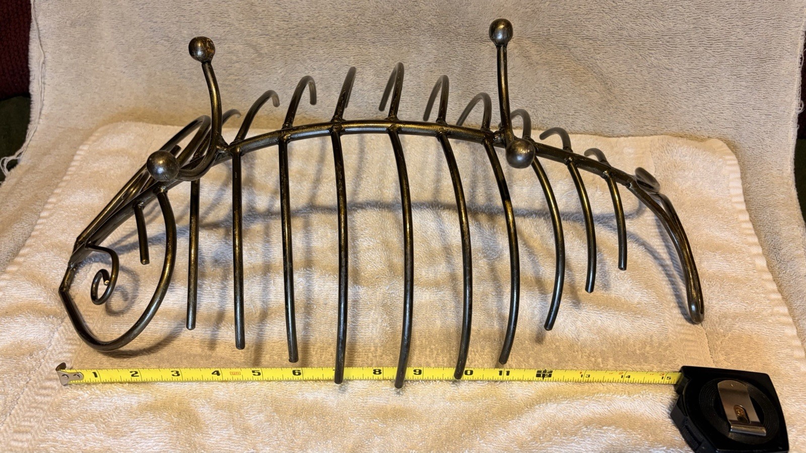 Catch All Fish Sculpture Basket Metal Iron Mid Century Modern Mcm