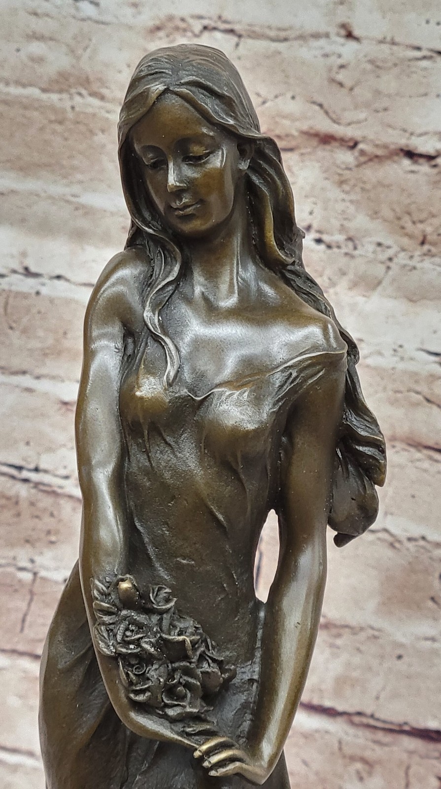 Flora Roman Goddess of Spring and Flowers Bronze Sculpture with Classical Female