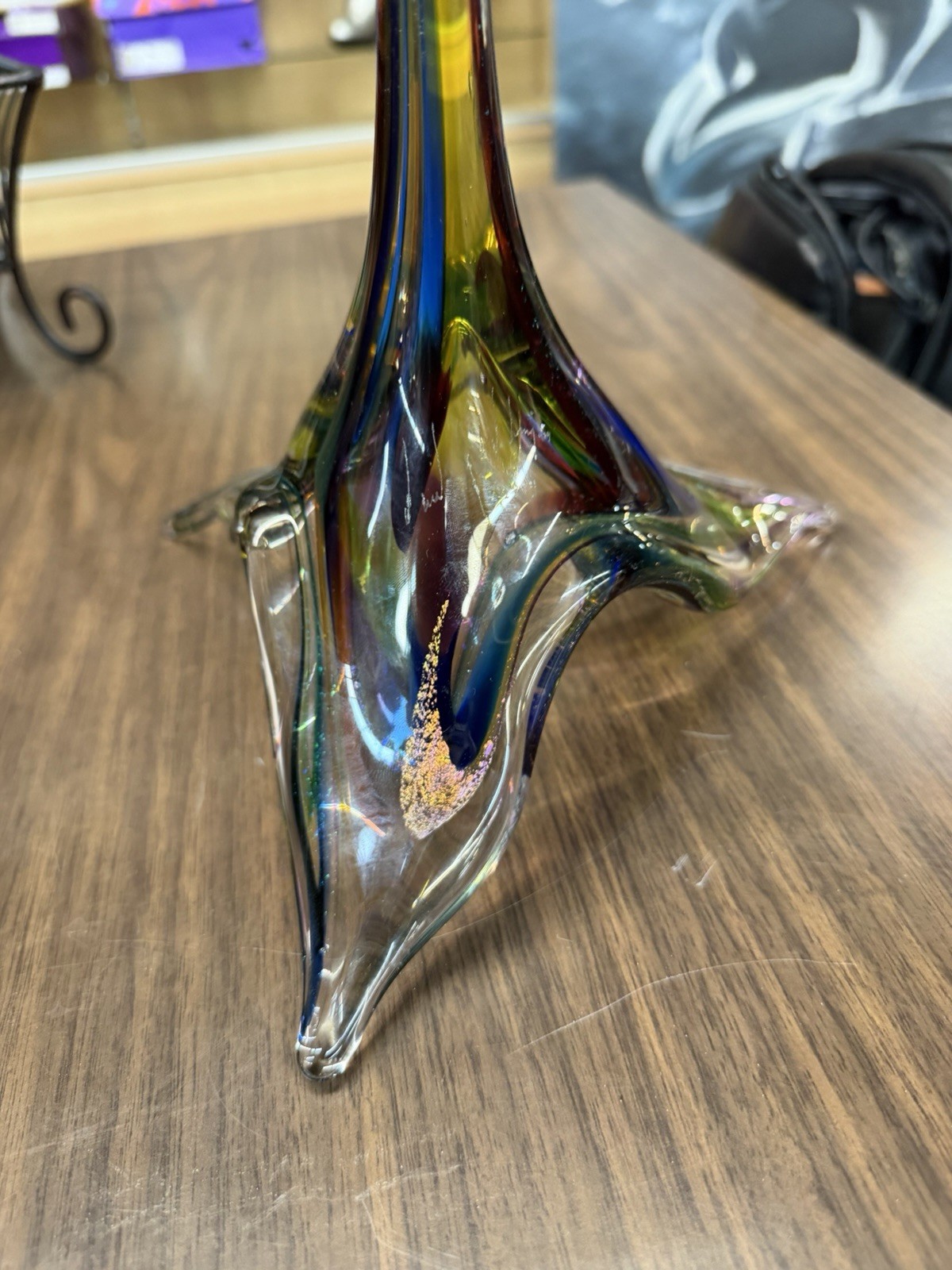 David Goldhagen Handblown Colored Flower Sculpture 15in