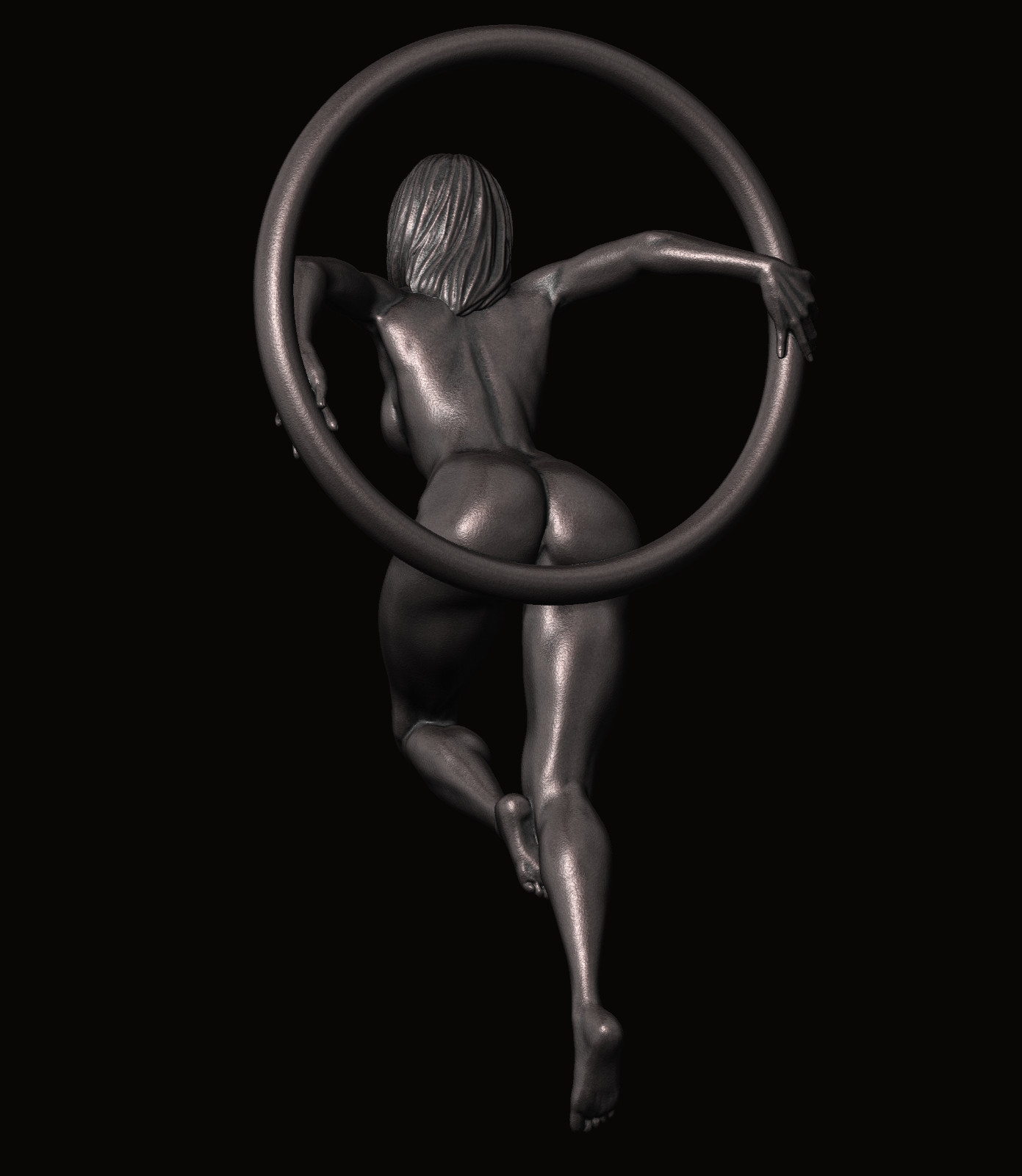 Nude Female Figure Quality Bronze Pendant/ Style 1, By Artist: