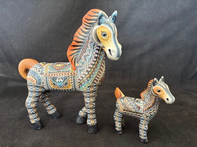 Jon Anderson Fimo Millefiori Polymer Clay Horse Mama & Baby Foal 2010 & 2015