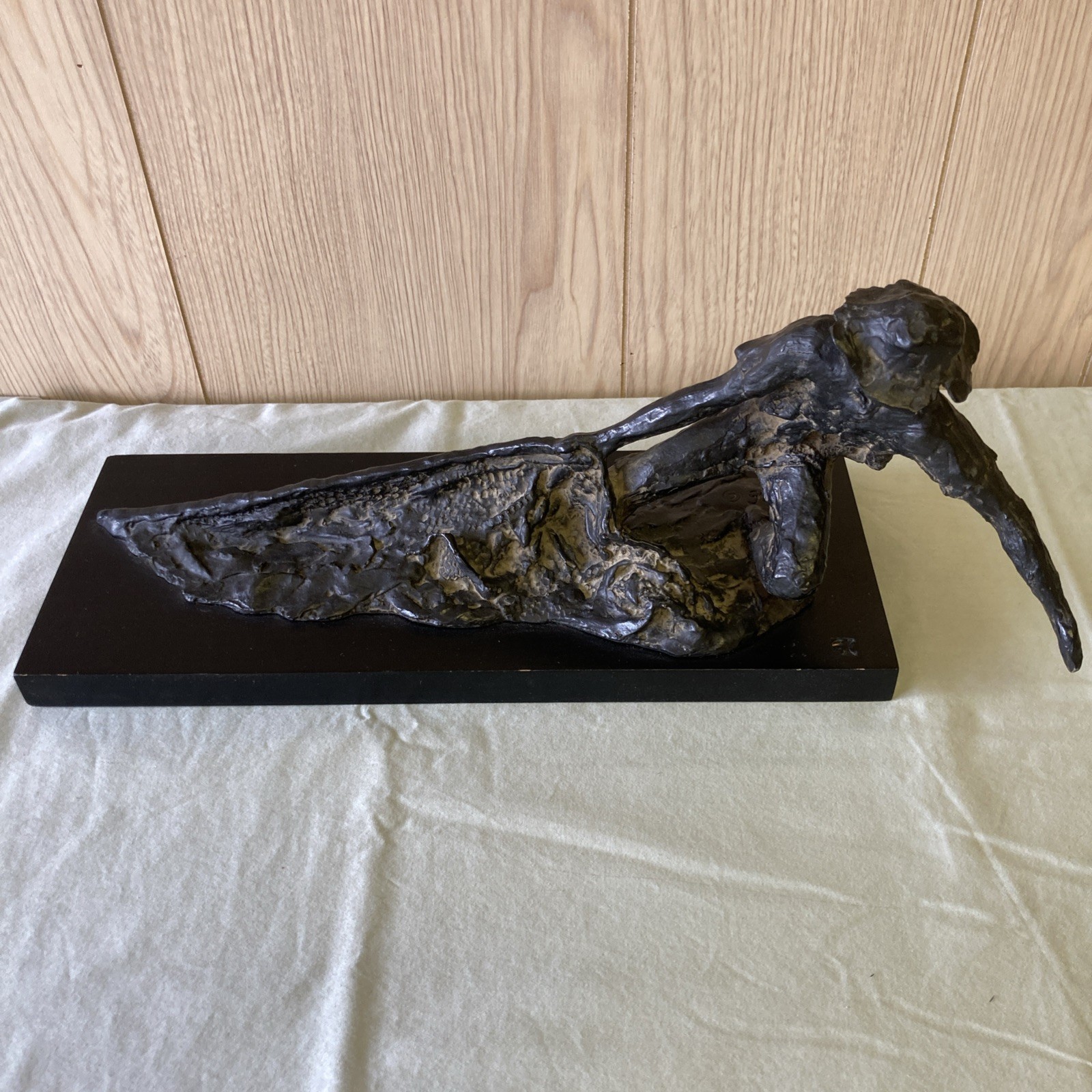 The Fisherman Man Net Fishing Sculpture Signed Edith Kolton (OKEB-01-051)