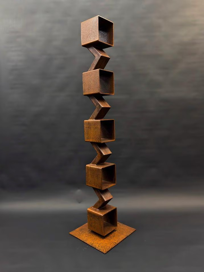 Handcrafted Large Modern Metal Garden Sculpture Rusted Steel Indoor Outdoor Art