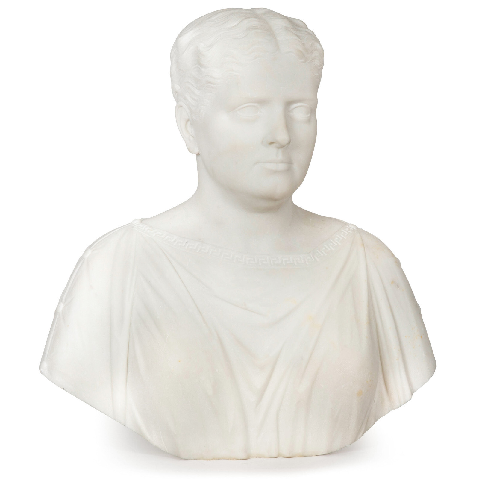 Rare American Marble Bust of Classical Woman by Thomas Ridgeway Gould