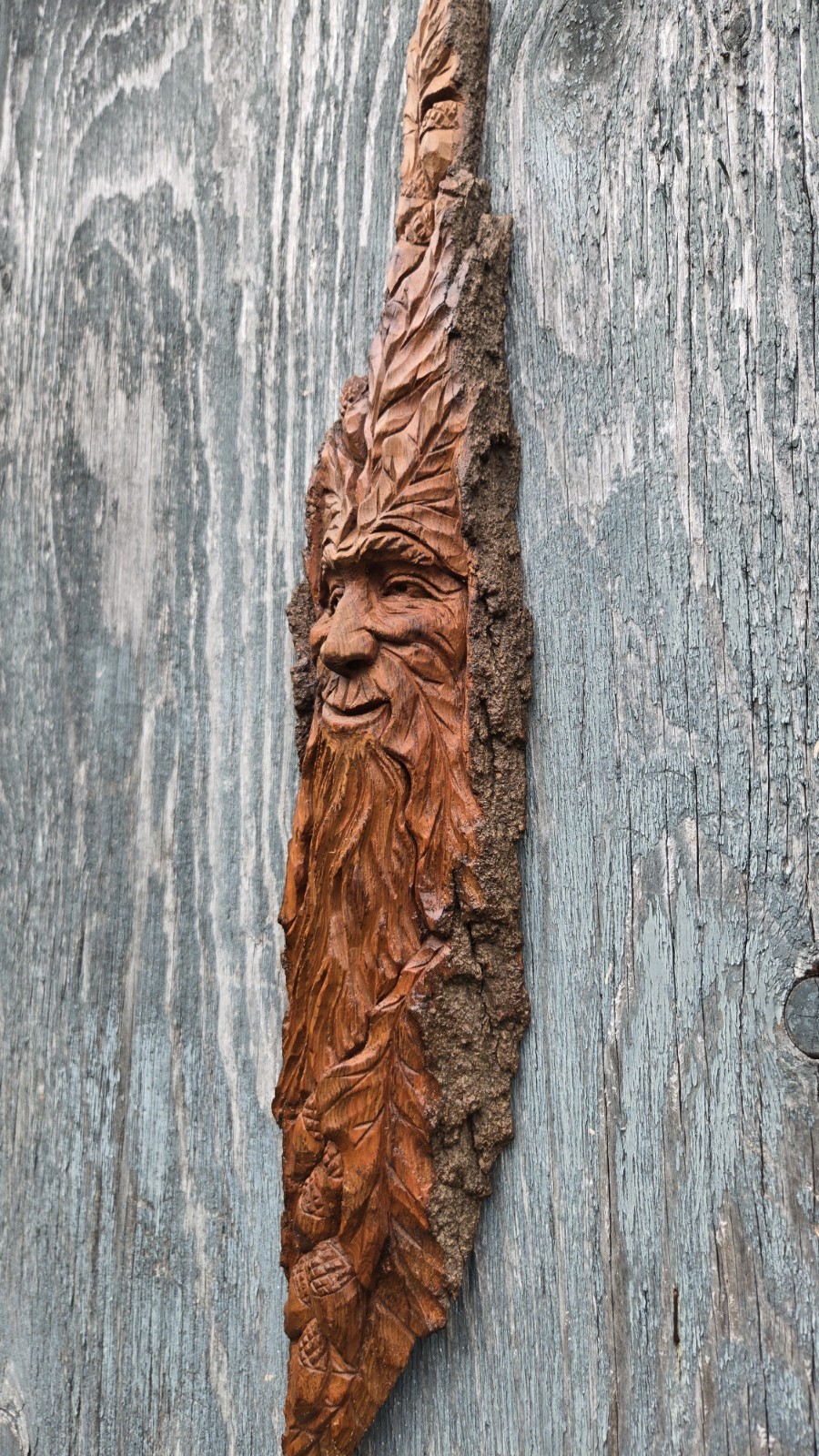 Wood Spirit Tree Spirit Greenman Wood Carving Sculpture Original One Of A Kind