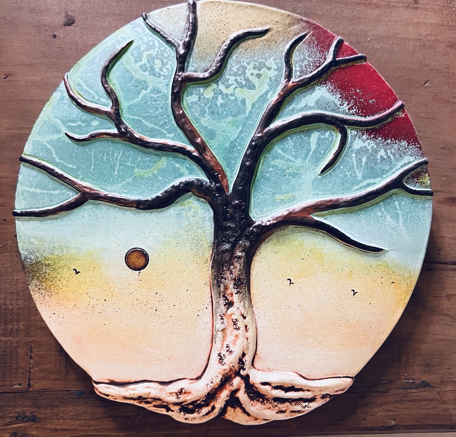 Dominique Blain Ceramic Sculpture Wall Plate « Tree Of Life” 2010. Artist Signed