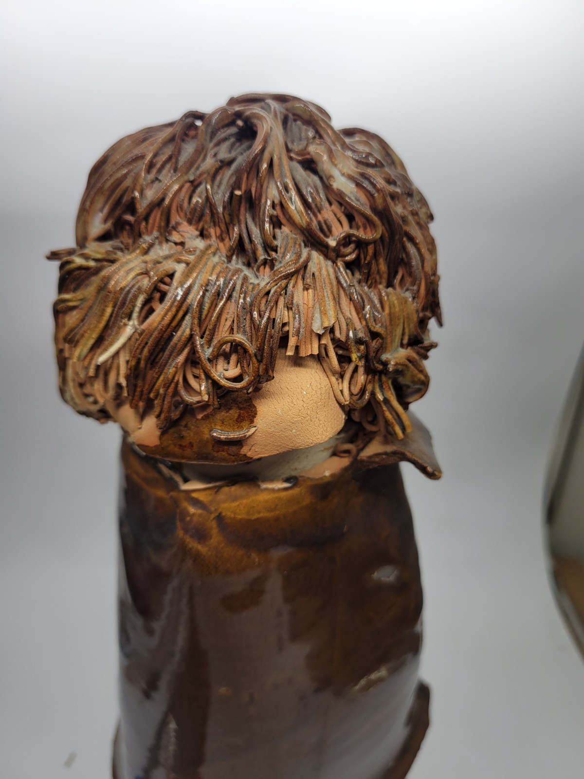 Vintage Studio Pottery Bust Sculpture Bearded Man Folk Art 18”