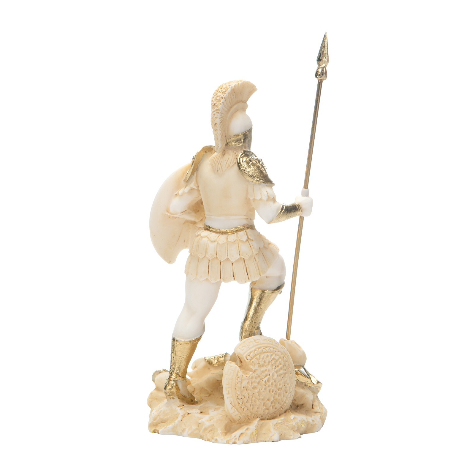 Ares Mars God of War Zeus Son Roman Statue Alabaster Gold Tone 5.5 Inches