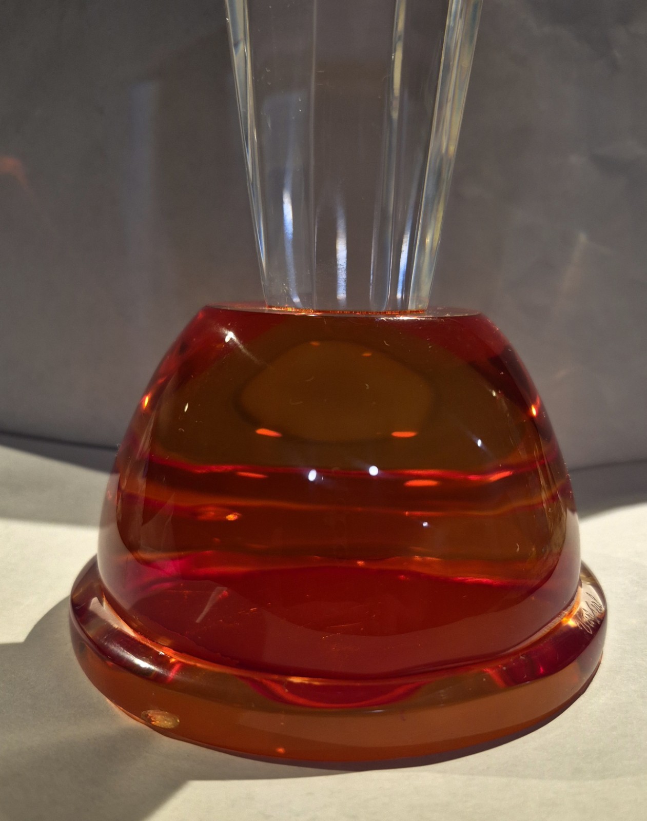 Lucite Perfume Bottle Sculpture Signed Van Teal 8 1/4” Tall Signed