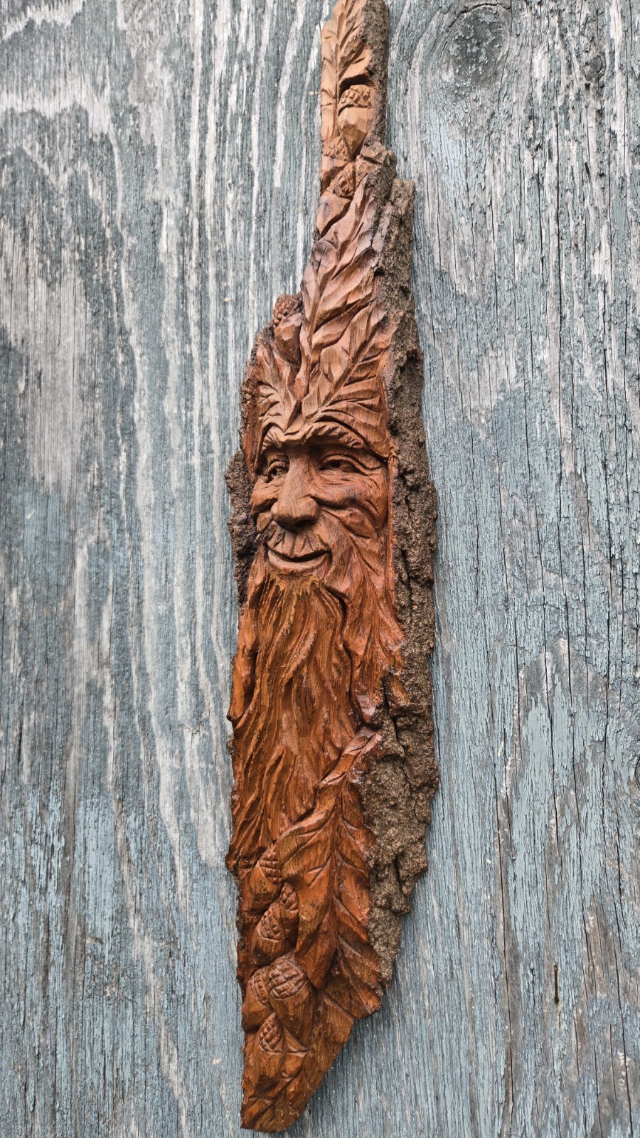 Wood Spirit Tree Spirit Greenman Wood Carving Sculpture Original One Of A Kind