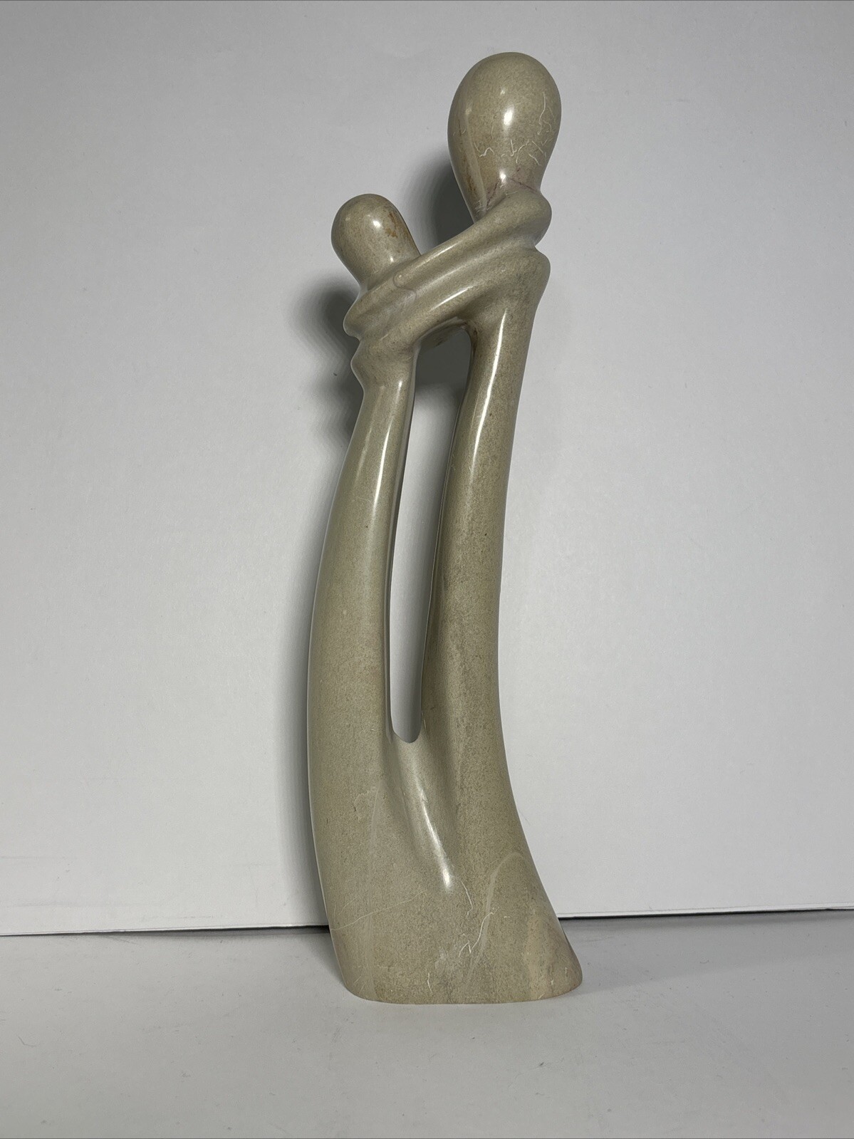 Modernism Art 11” Soap Stone Sculpture of Two People Embracing – Figurine
