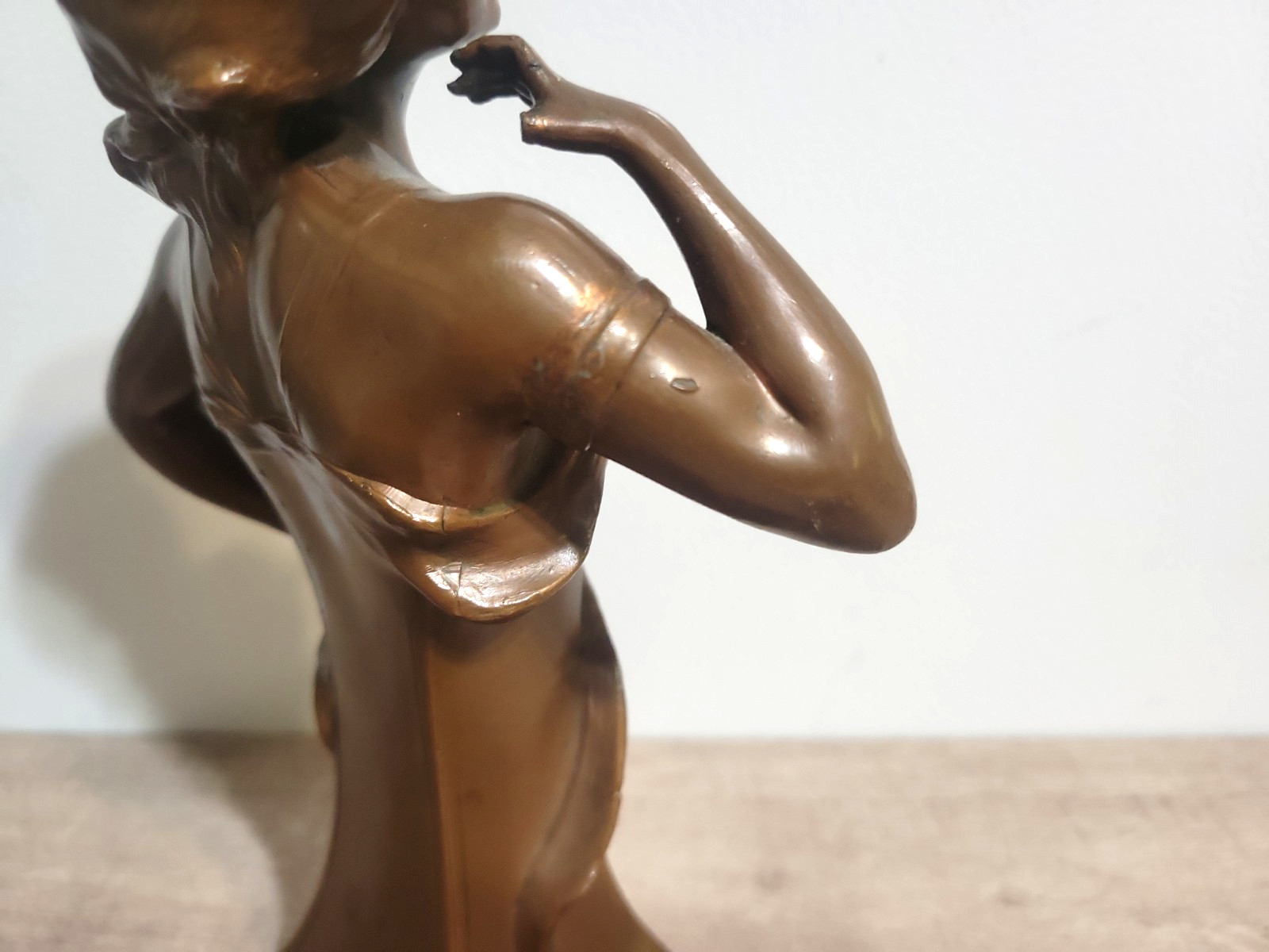 Rare Antique Early 1900s Inscribed Pellier Bronze Maiden Woman with Draped Cloth