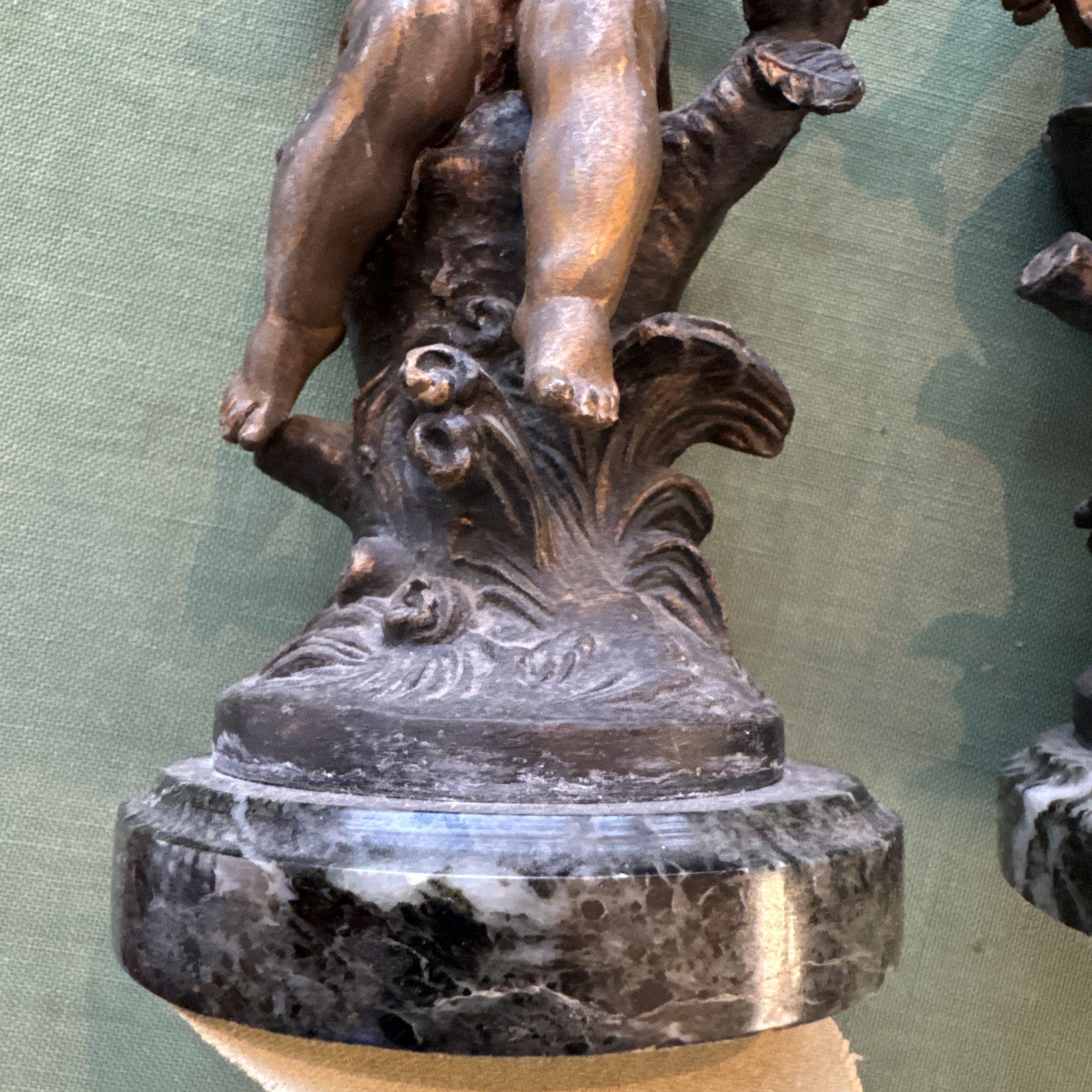 Pair of Signed L&F Moreau Metal Sculptures of Children Made in France.