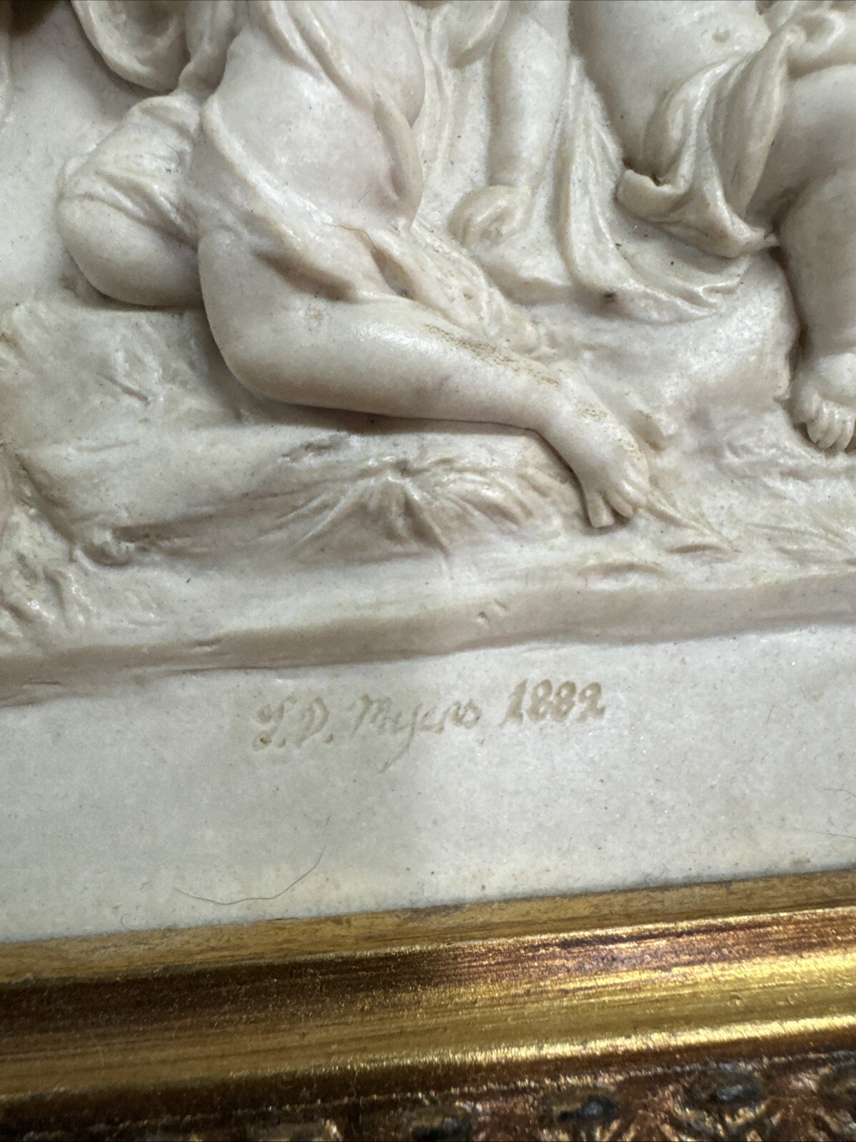 L D Myers 1882 Marble Frieze In Gold Ornate Frame