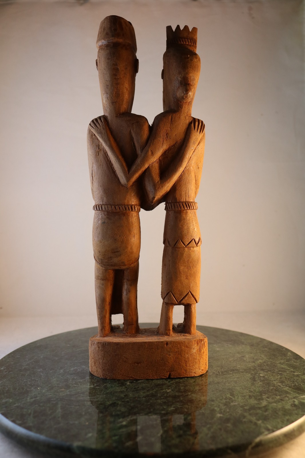 RARE 12” One Piece Wood Carving Atauro Style Unity Couple Tribal Ancestor Art
