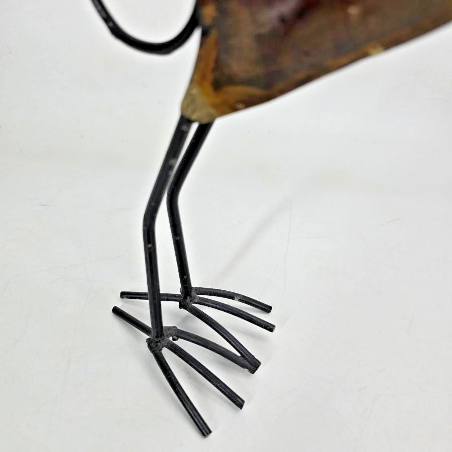 Handmade Abstract Metal Bird Sculpture Statue Brown 14&Prime; In Folk Whimsical Art