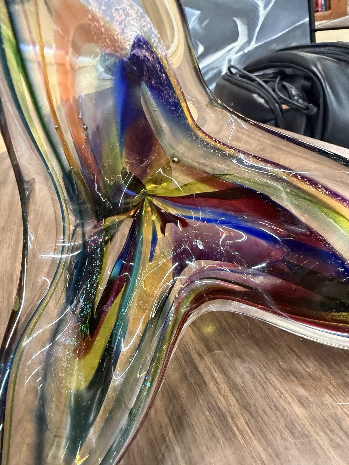David Goldhagen Handblown Colored Flower Sculpture 15in