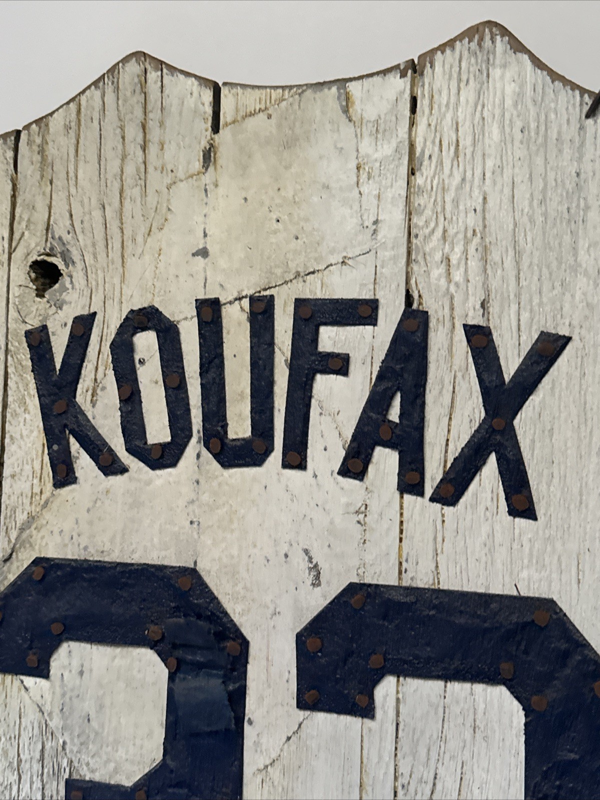 KOUFAX JERSEY WOOD SCULPTURE TRADE SIGN RAWLINGS BASEBALL HANGING PAINTING LARGE