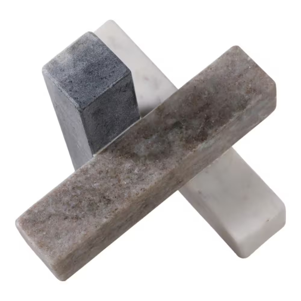 White/Black 6 In. X 6 In. Marble Modern Jack Sculpture