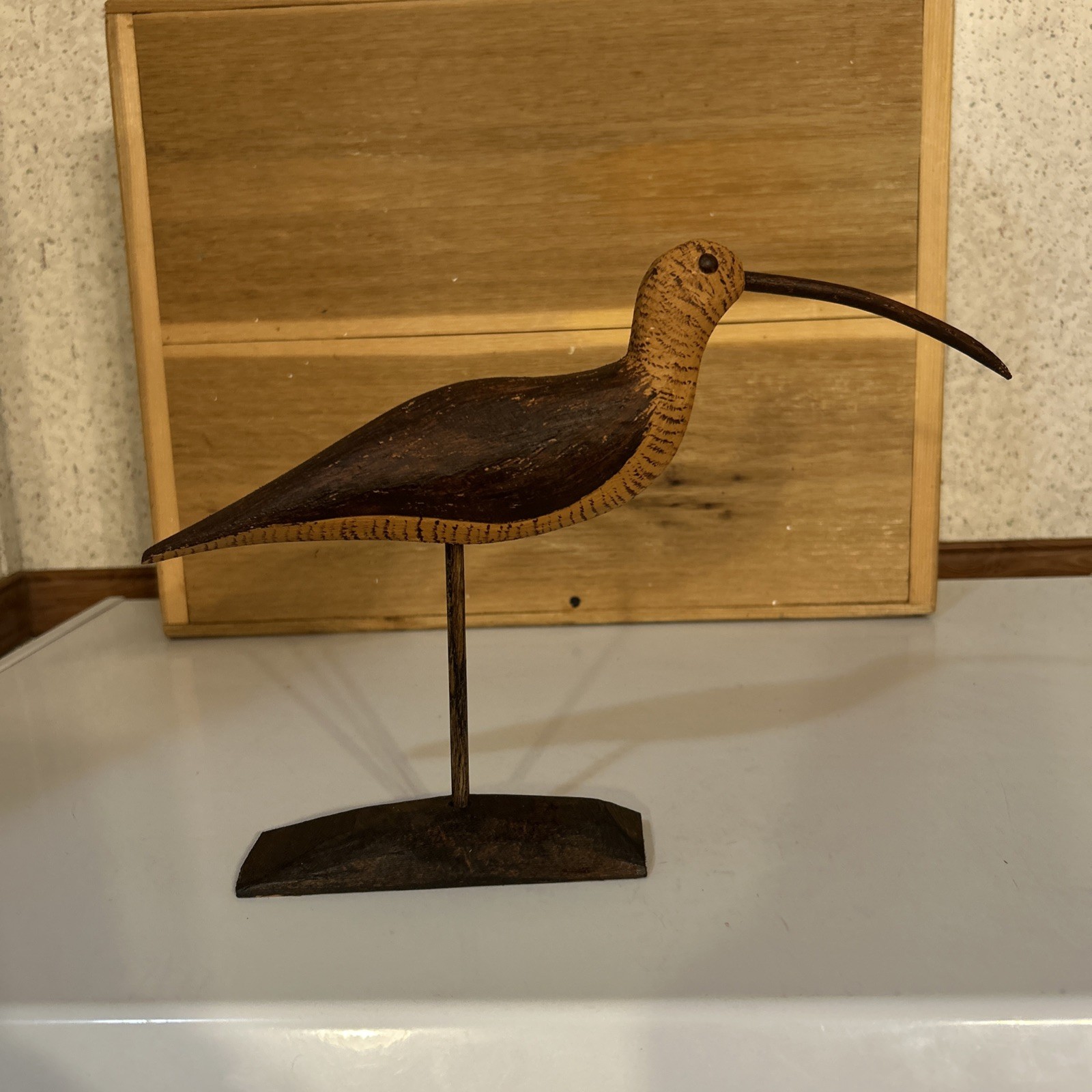Small Hand Carved Gunning Style Long Billed Curlew Shore Bird Decoy