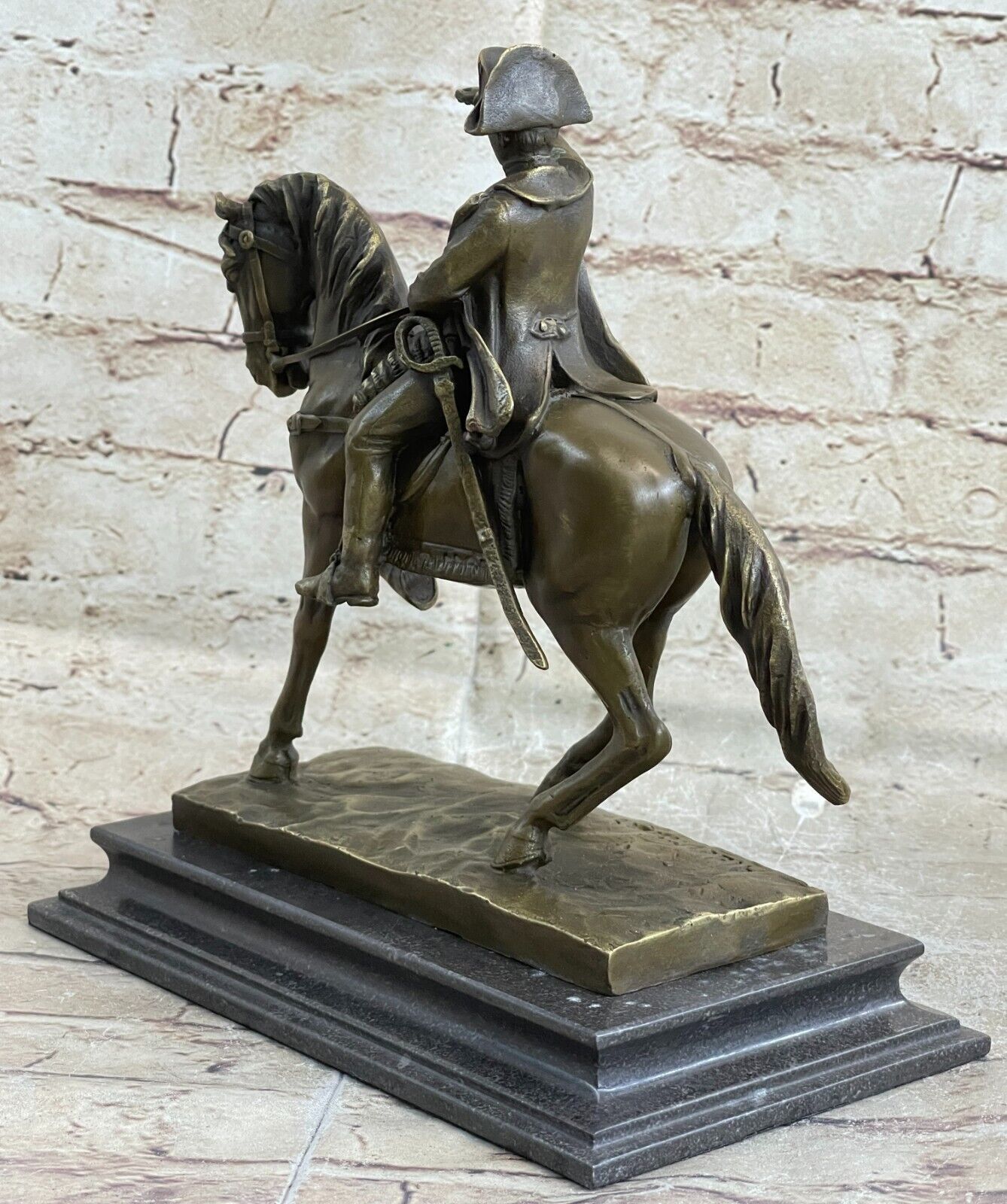 Handcrafted General Great Soldier Napoleon Bonaparte Bronze Sculpture Marble NR