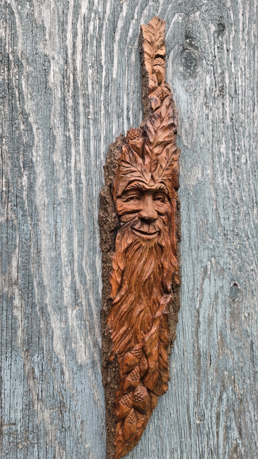 Wood Spirit Tree Spirit Greenman Wood Carving Sculpture Original One Of A Kind