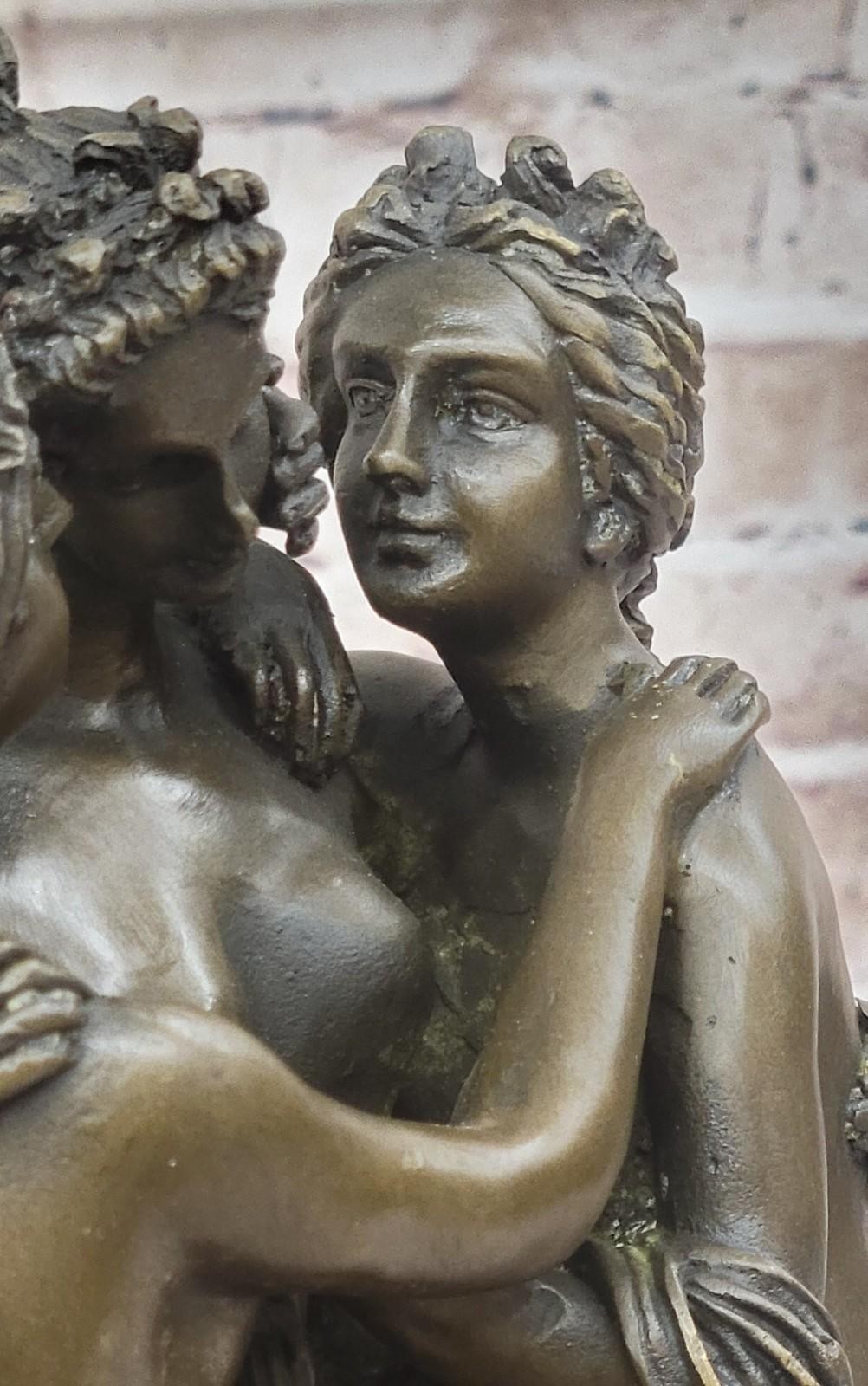 SIGNED: A.CANOVA. Bronze Sculpture 3 girls THE 3 GRACES BRONZE STATUE NUDE SALE