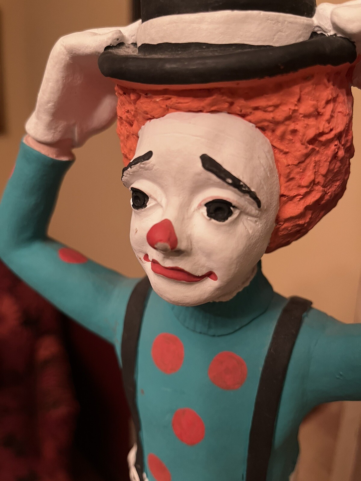 Vintage Austin Production Eduardo Chalkware 1987 Unicycle Clown Sculpture statue