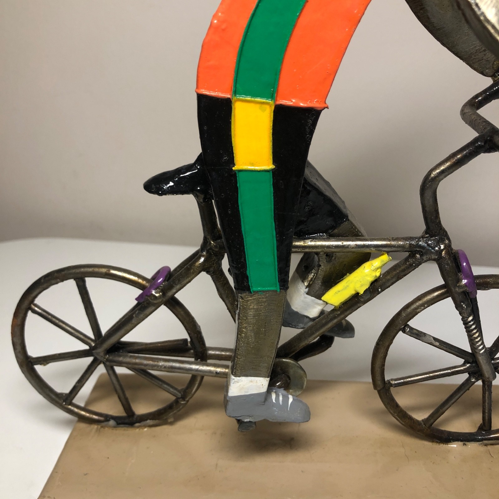 Vintage Manuel Felguérez Metal Art Sculpture Cyclist Bold Color 1960&rsquo;s Abstract