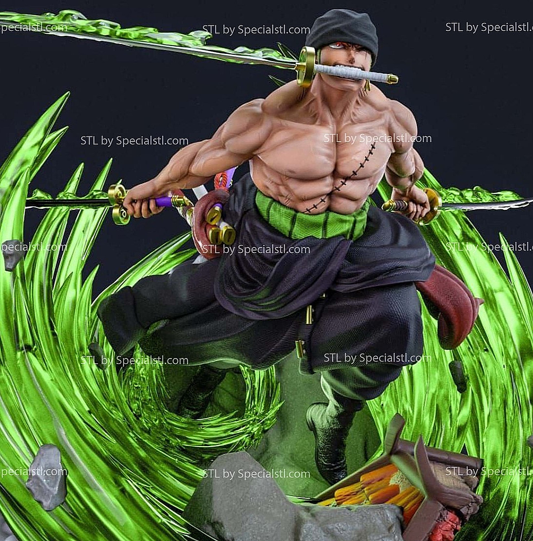 Zoro Green Battle One Piece V5! 3D Printed! Hand-Painted or Unpainted!