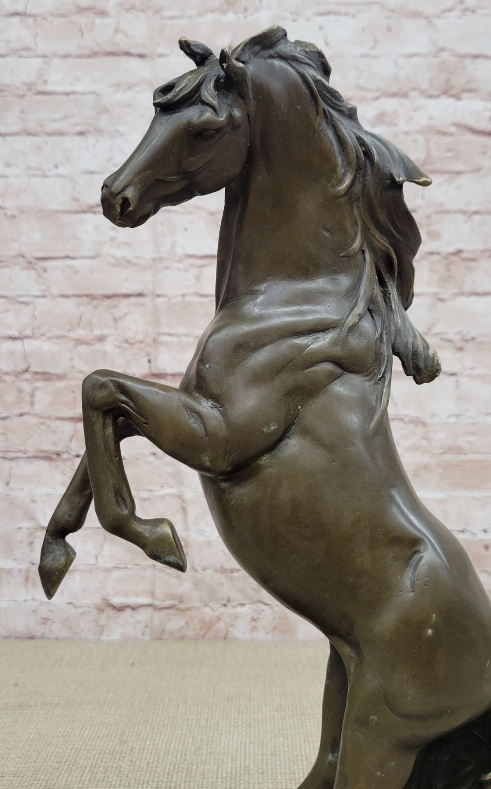 Abstract Art Sculpture Bronze Copper Marble Horse Rearing Mars Statue Figurine