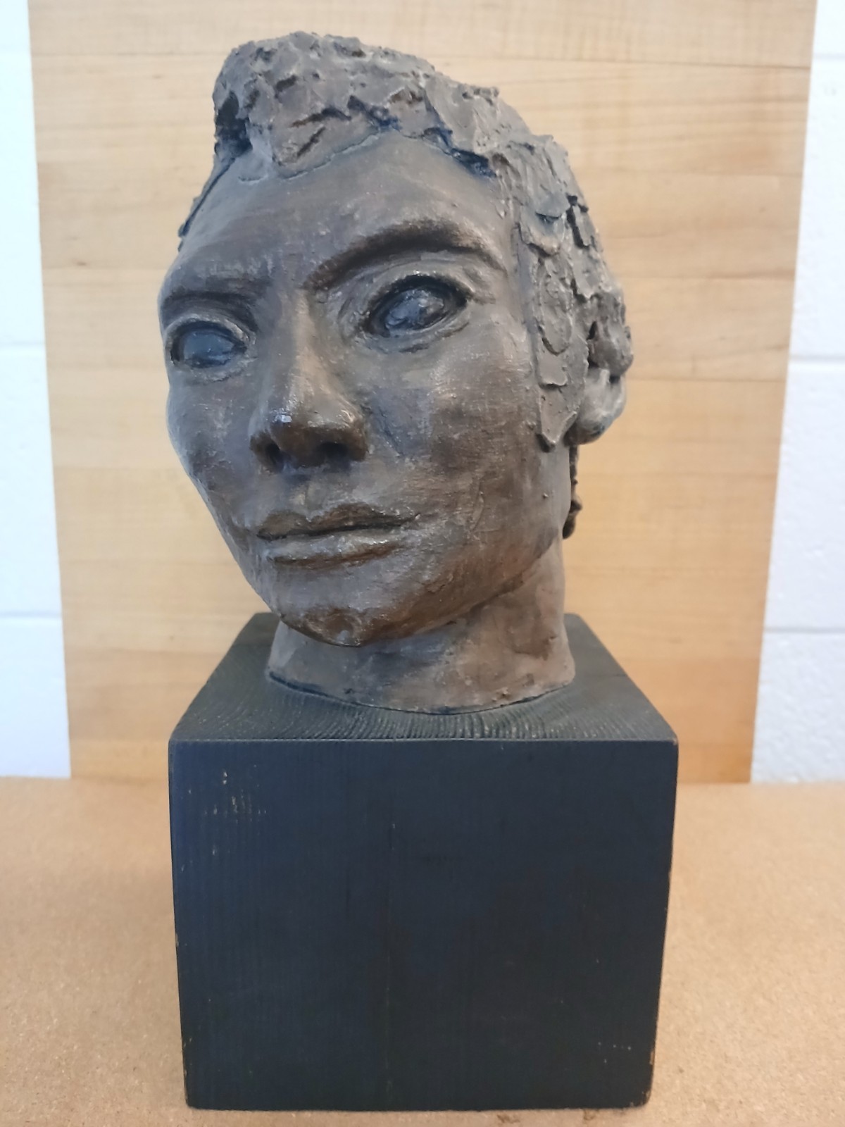 Male Bust Sculpture Painted Plaster