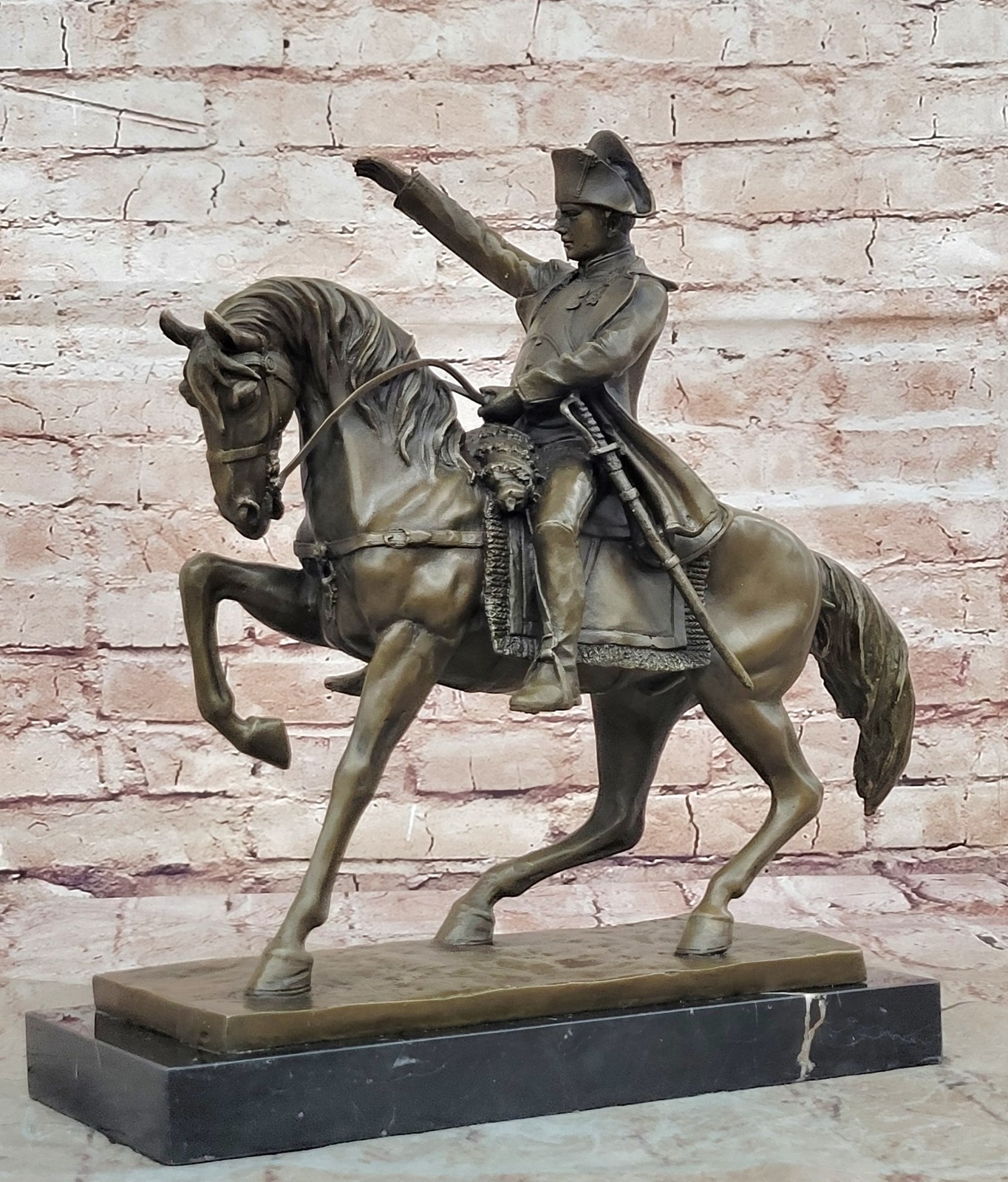BRONZE REITER FIGUR STANDBILD NAPOLEON BONAPARTE STATUENBRONZE GENERAL auf PFERD