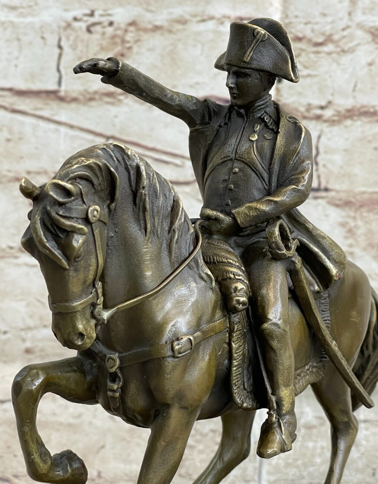Handcrafted General Great Soldier Napoleon Bonaparte Bronze Sculpture Marble NR