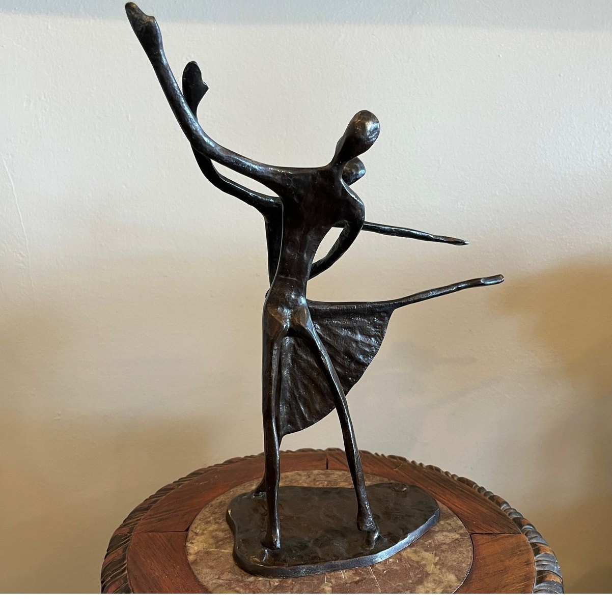 Vintage Mid-Century Modern Abstract Cast Brass Ballet Dancers Sculpture