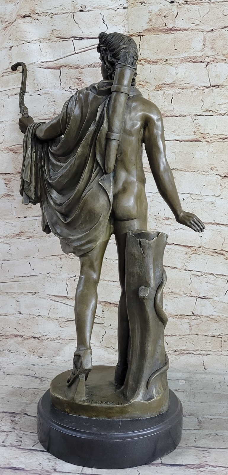 Hand Made Nude Man Male Greek God Mars Genuine Bronze Sculpture Statue