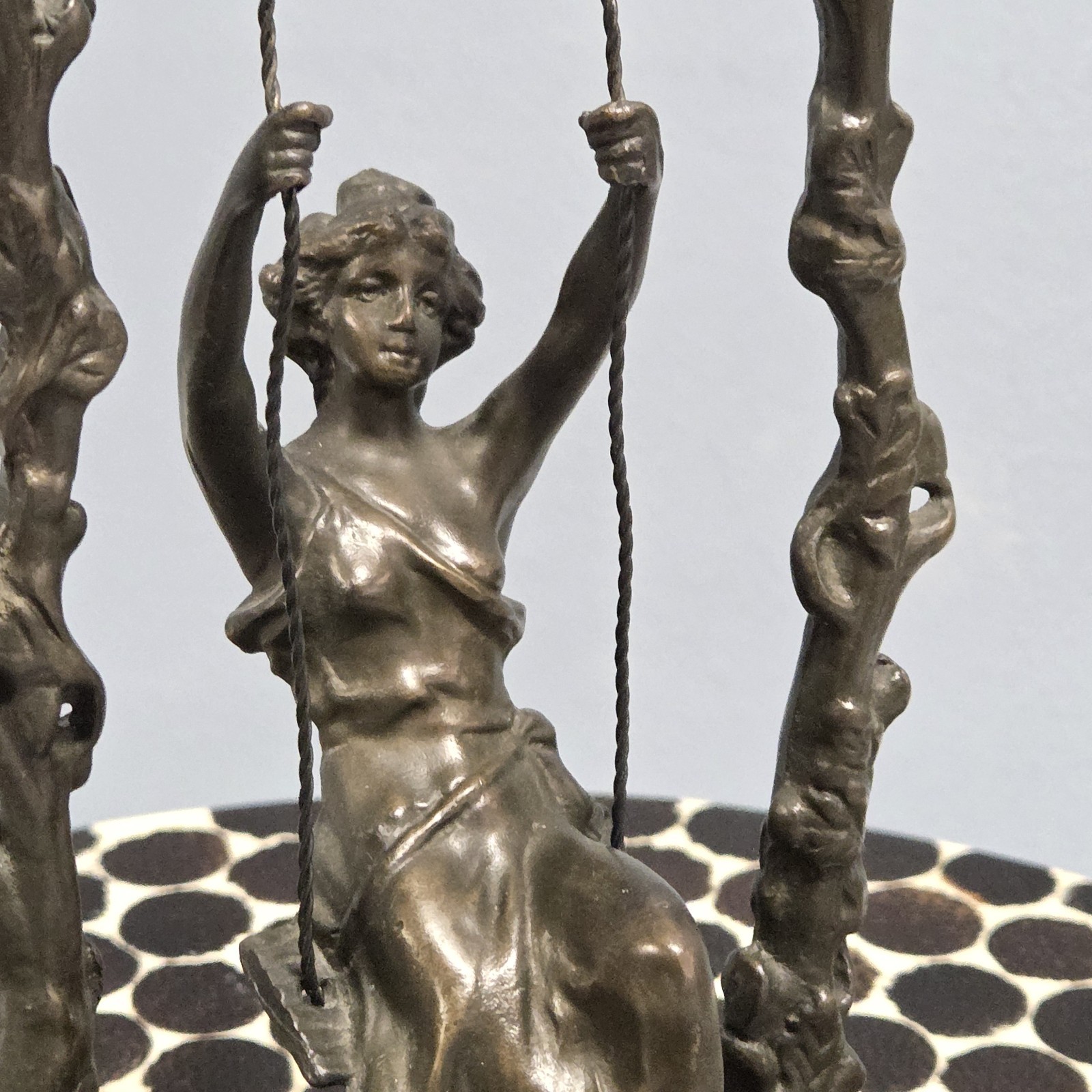 Vtg Art Nouveau Auguste Moreau Lady Girl On A Swing Bronze. Very Nice Casting!