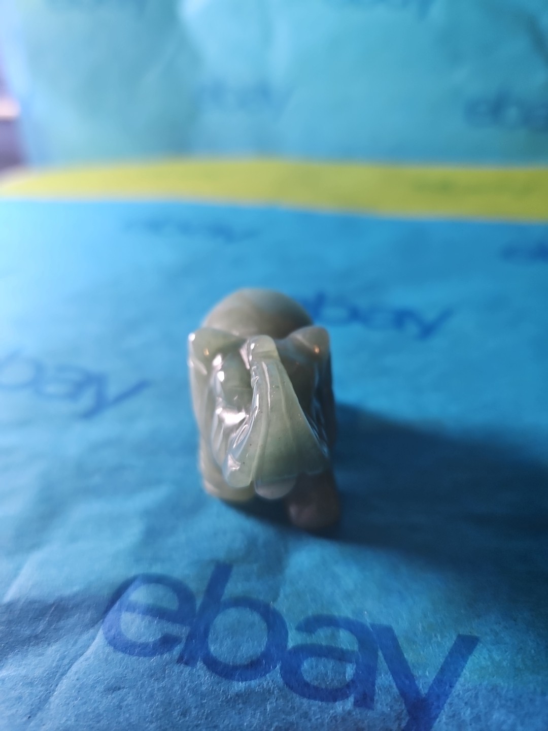 Natural Jadeite Green Jade Elephant Carving 1.40&Prime; High × 2&Prime; Long GUC