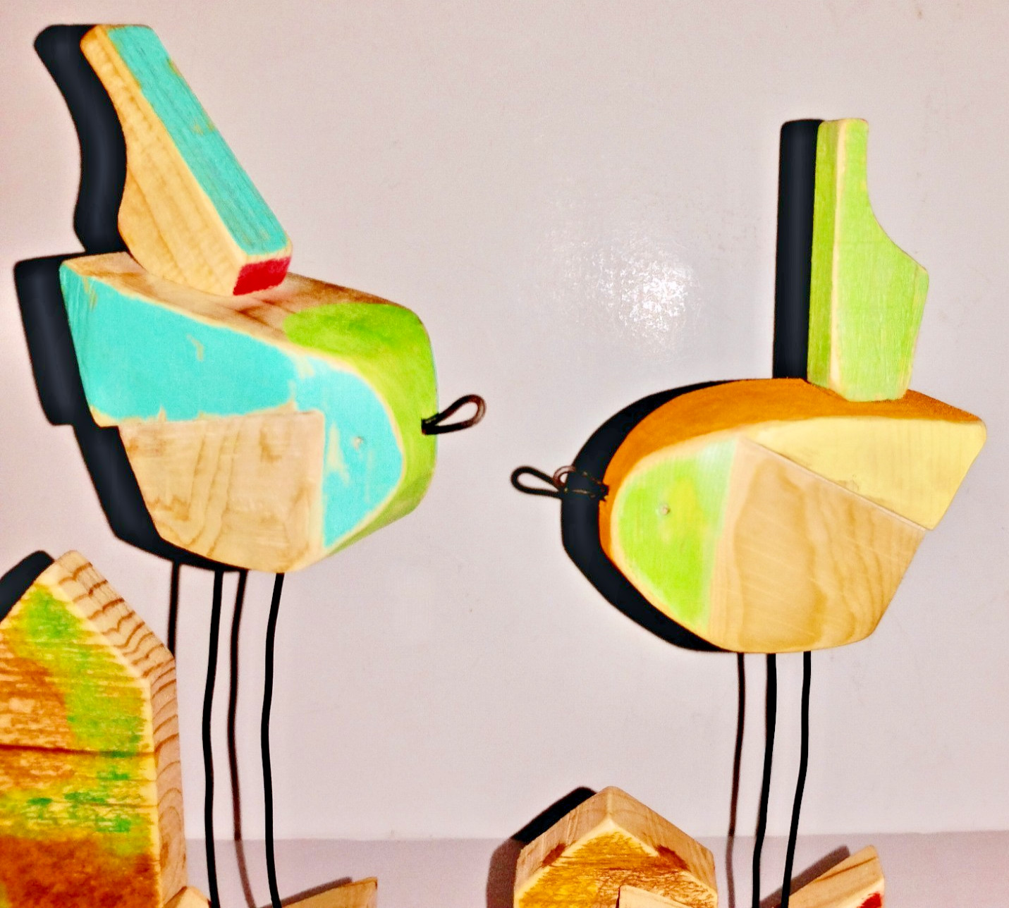Primitive Art Bird Sculptures, Outsider Art, Folk Art, one of a kind pieces!
