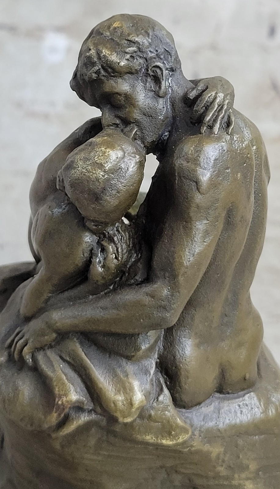 Signed Rodin Kiss Romance Love Lovers Bronze Marble Sculpture Statue Home Decor