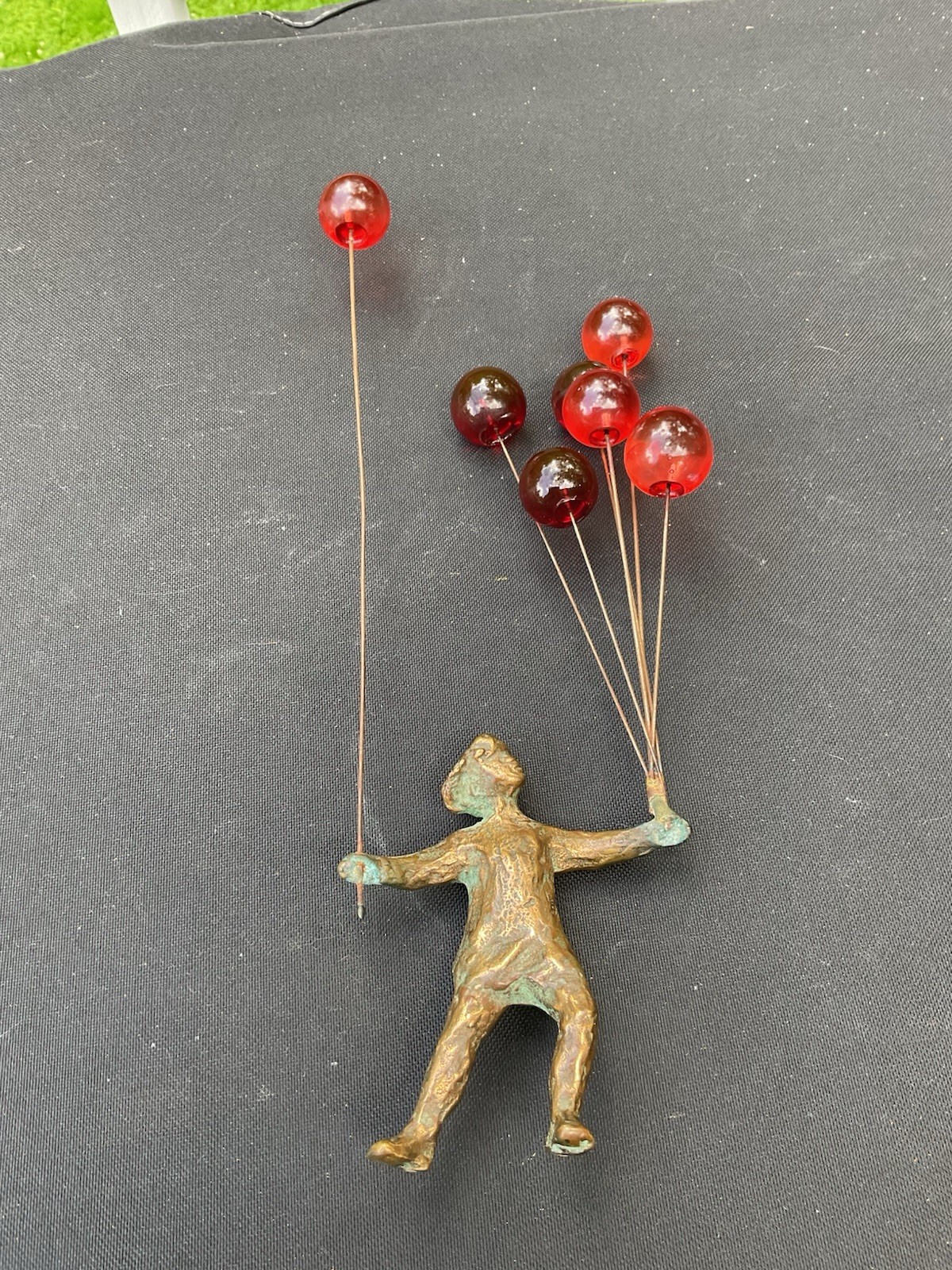 Vintage CURTIS JERE BRONZE Girl With Balloons “ONLY No Wood Stand” 1960’s
