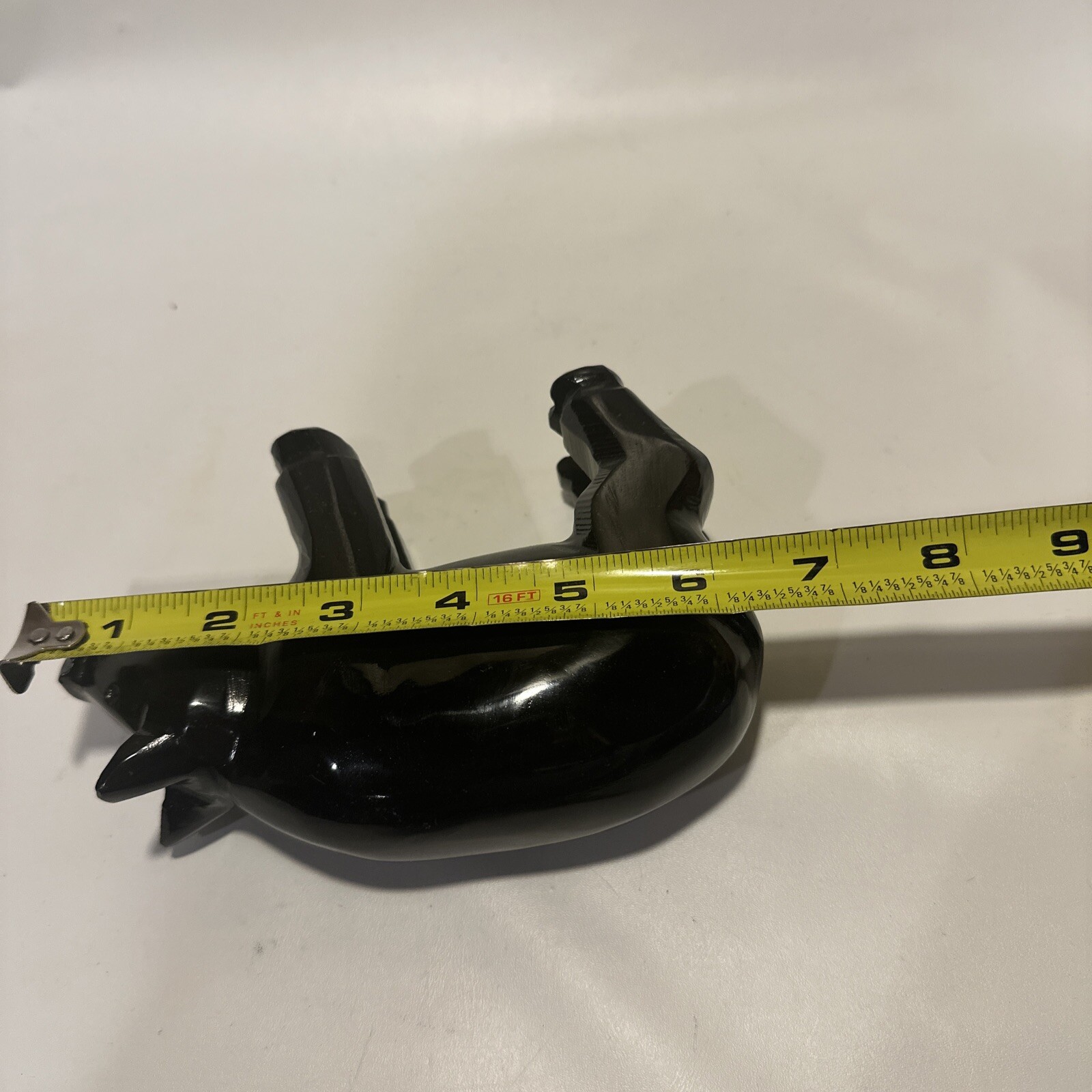 Carved Pig Black Stone Shiny Large
